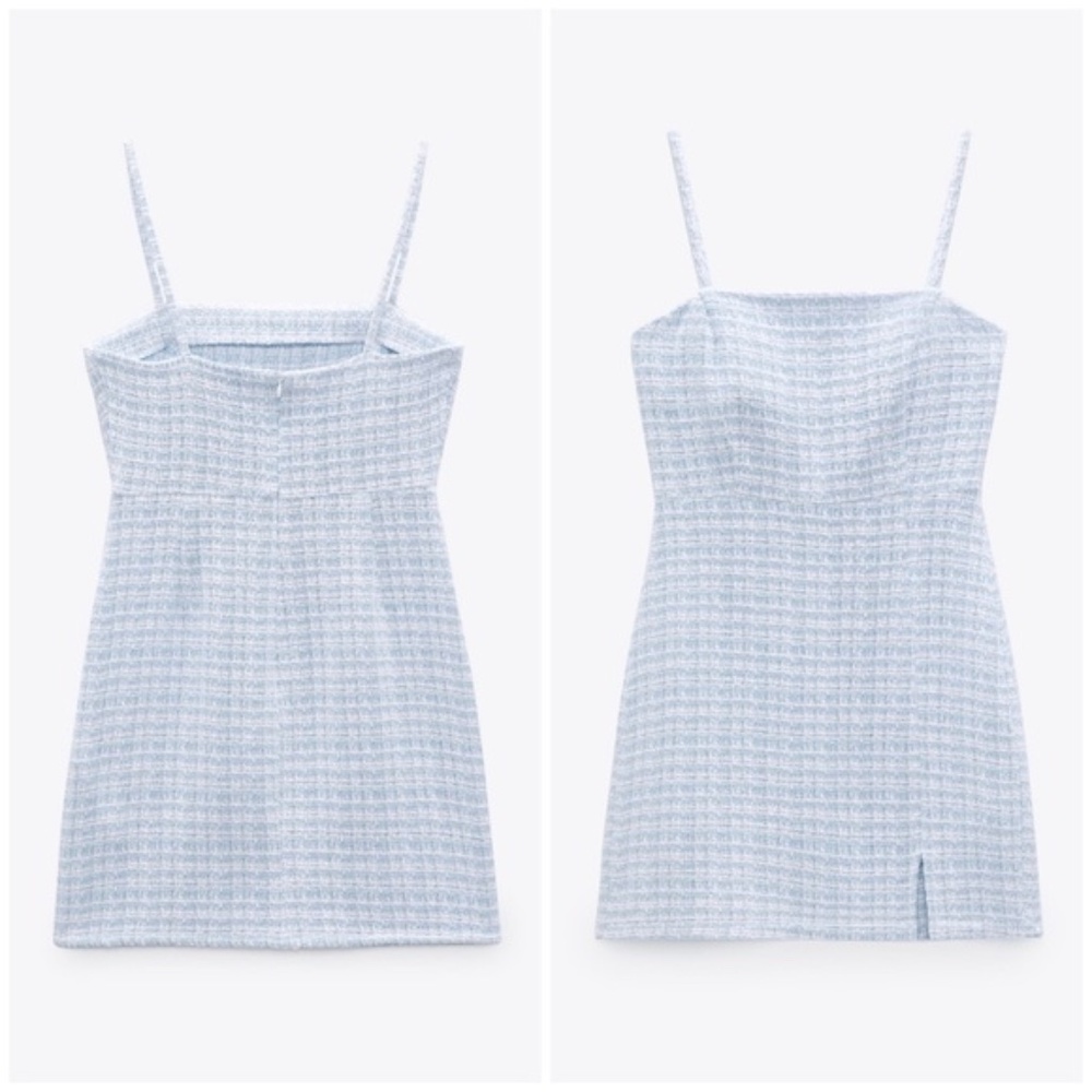 Zara Blue/White Textured Mini Dress. Size M.